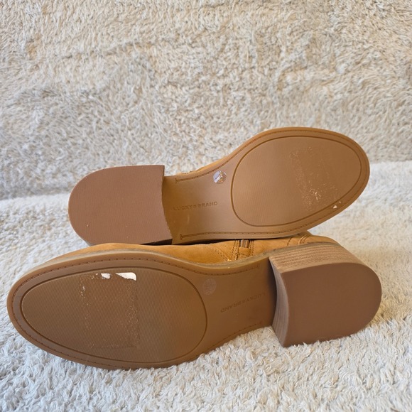 Lucky Brand Camel Brown Women's‎ Ankle Boots 9M Leather Side Zip Booties NEW - Picture 4 of 6